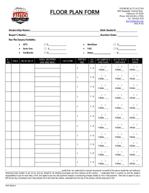 Richmond Auto Auction Floor Plan Form