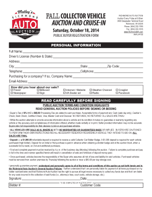 Richmond Auto Auction Bidder Agreement