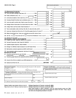 2004 Michigan Income Tax Form MI-1040