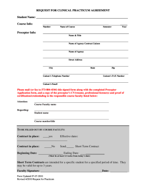 Clinical Practicum Agreement Form