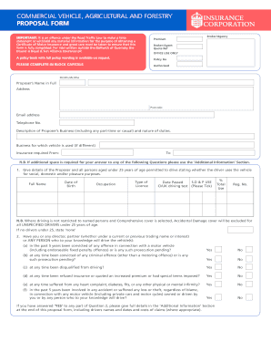 Commercial Vehicle Insurance Proposal Form