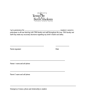Student Off-Site Learning Permission Form