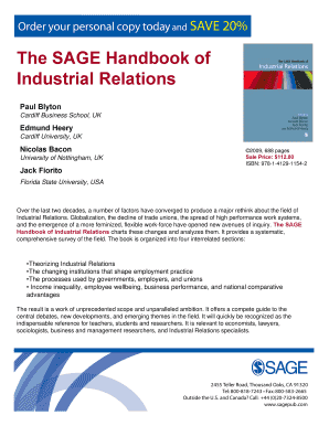 Purchase Order Form for SAGE Handbook of Industrial Relations