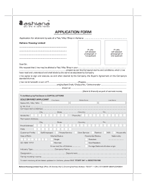 Application Form for Flat/Villa/Shop Allotment