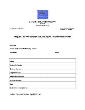 Fillable Online savannahstate Request to adjustterminate nelnet ...