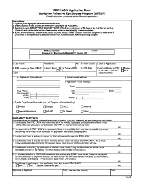 PRK/LASIK Application Form