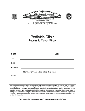 Pediatric Clinic Facsimile Cover Sheet
