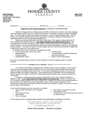 Notice of W-APT and ESL Services