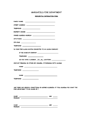 Residential Fire Safety Information Form