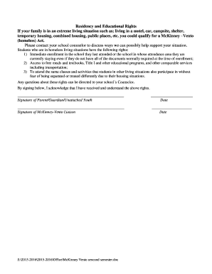 McKinney-Vento Act Rights Acknowledgment