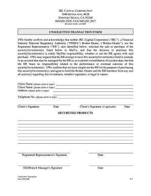 Unsolicited Transaction Form