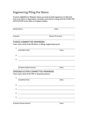 Filing Fee Application Form
