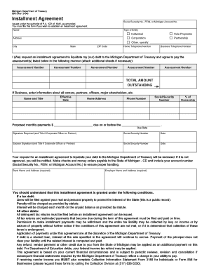 Michigan Installment Agreement Form 990