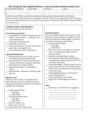 Parent and Adult Volunteer Interest Form - fpcro