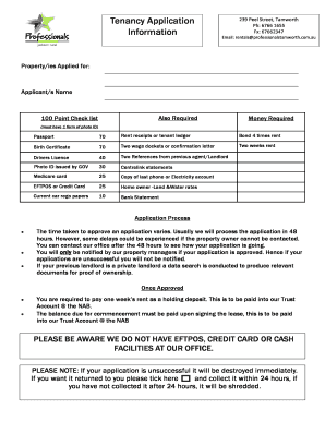 Tenancy Application Form