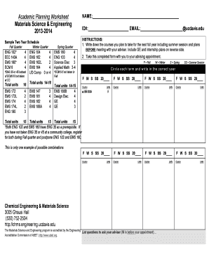 Academic Planning Worksheet