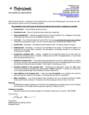 Australian Property Tax Depreciation Form