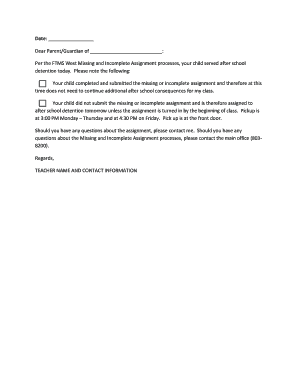 After School Detention Notice