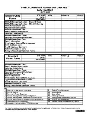 Early Head Start Family Partnership Checklist