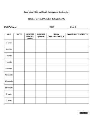 Well Child Care Tracking Form