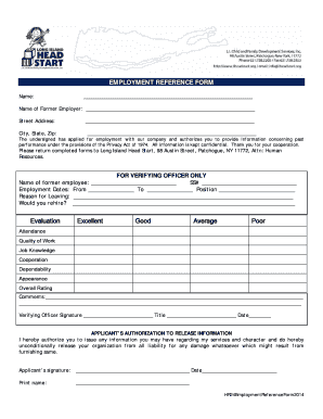 Employment Reference Form