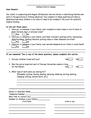 Agricultural Industry Family Survey Form