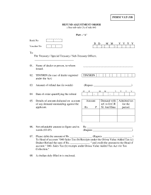 VAT-318 Refund Adjustment Order