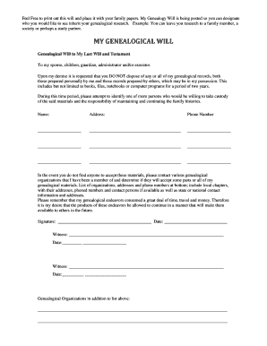 Genealogical Will Template
