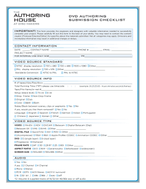 DVD Authoring Submission Checklist