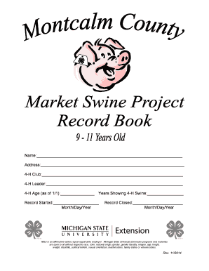 4-H Swine Project Record Book