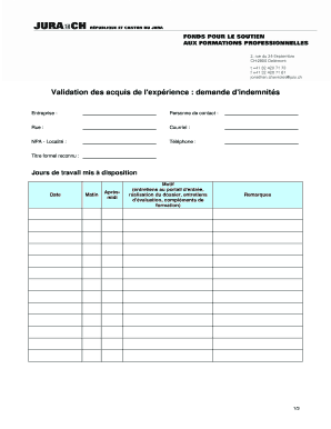 Validation des acquis de l'expérience : demande d'indemnités