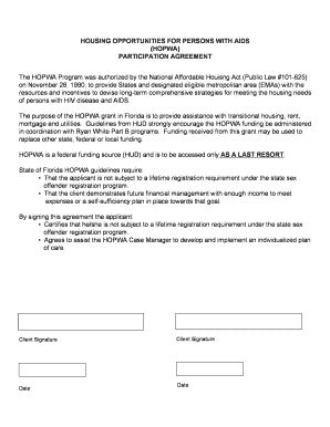 HOPWA Participation Agreement