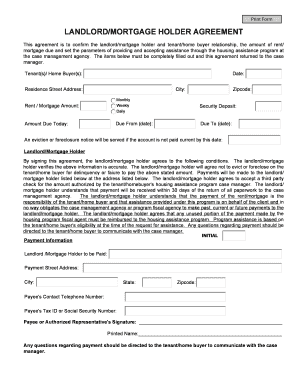 Landlord/Mortgage Holder Agreement