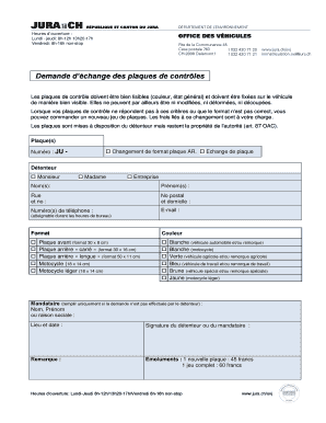 Demande d’échange des plaques de contrôles