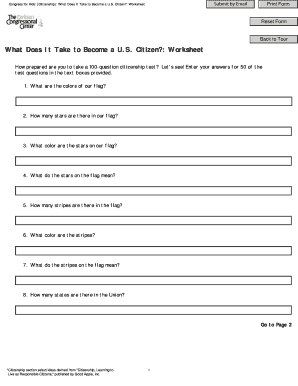 US Citizenship Test Worksheet