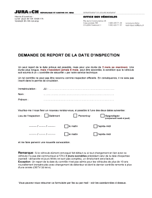 Demande de report de la date d’inspection