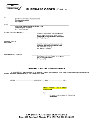 Purchase Order for Livestock