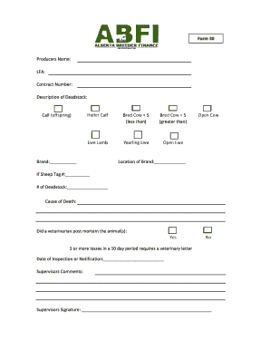 Livestock Deadstock Disposal Form