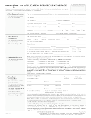 Application for Group Coverage