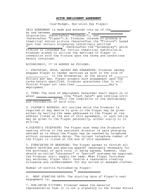 Actor Employment Agreement