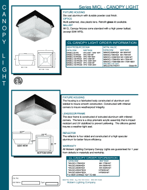 Canopy Light Order Form