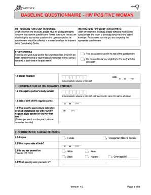 HIV Positive Woman Baseline Questionnaire