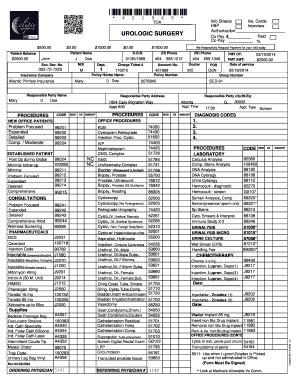 Urologic Surgery Medical Billing Form