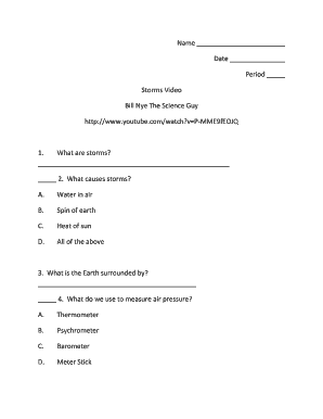 Storms Video Worksheet