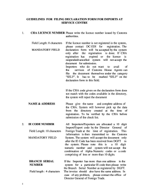 India Import Declaration Form