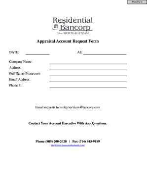 Appraisal Account Request Form