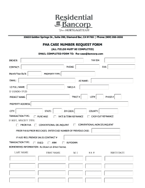 FHA Case Number Request Form