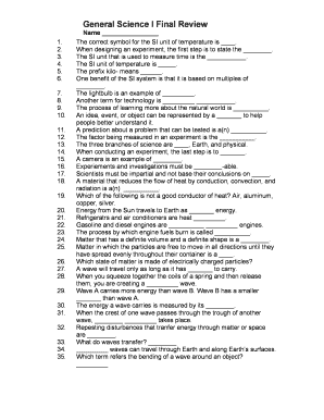 General Science I Final Review