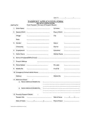 Passport Application Form