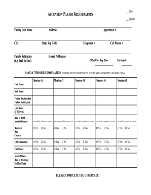 Ascension Parish Registration Form